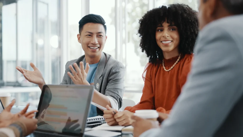 team working and smiling together
